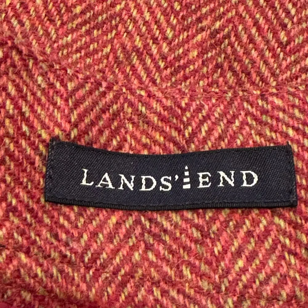 Vtg 1990's Lands End 100% Wool Pink Herringbone Size 16 Skirt with Pockets